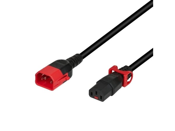 IEC-förlängningskabel Dual-Lock C14 - C13 IEC-lås, svart, 2 m Tillverkare: EFB-Elektronik (EK620SW.2)