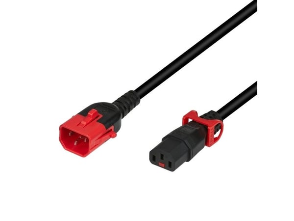 IEC-förlängningskabel Dual-Lock C14 - C13 IEC-lås, svart, 2 m Tillverkare: EFB-Elektronik (EK620SW.2)