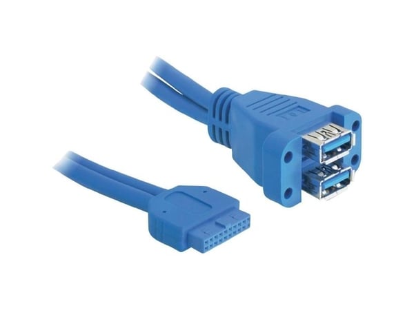Delock USB 3.0 Pin Header - Intern-til-ekstern USB-kabel - 19-pins USB 3.0-plugg (hunn) til USB-type A (hunn) - 45 cm - blå