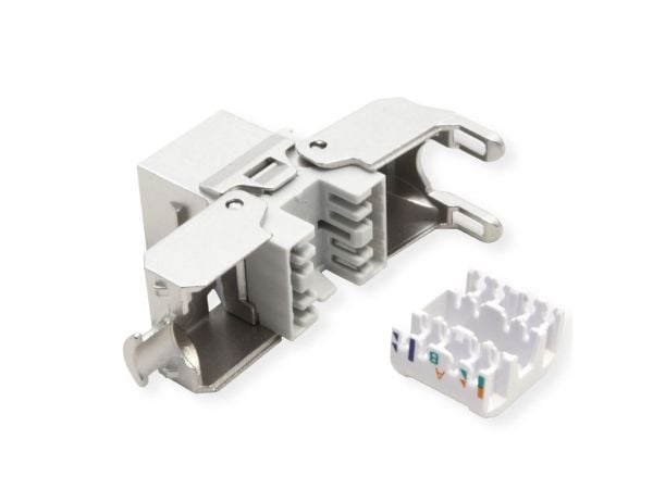 ROLINE Keystone Cat6A/Cl.EA RJ45 suojattu työkaluton hopeanvärinen (21.17.0326)