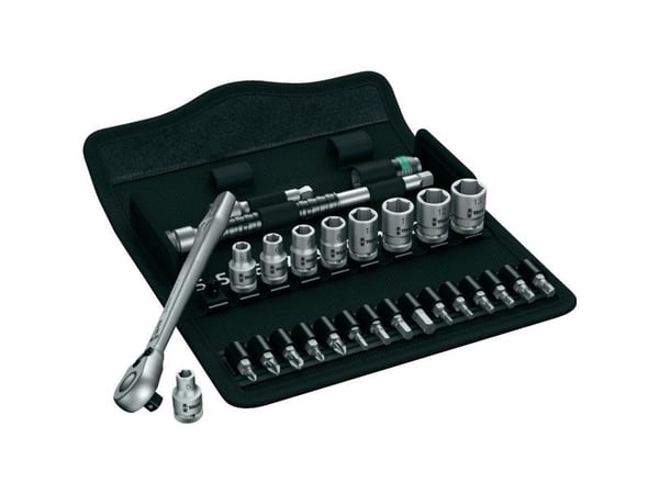 Wera 8100 SA 8, Pipenøkkelsett, 28 stykker, Sort, Kromfarget, CE, Skrallehåndtak, 2 stykker