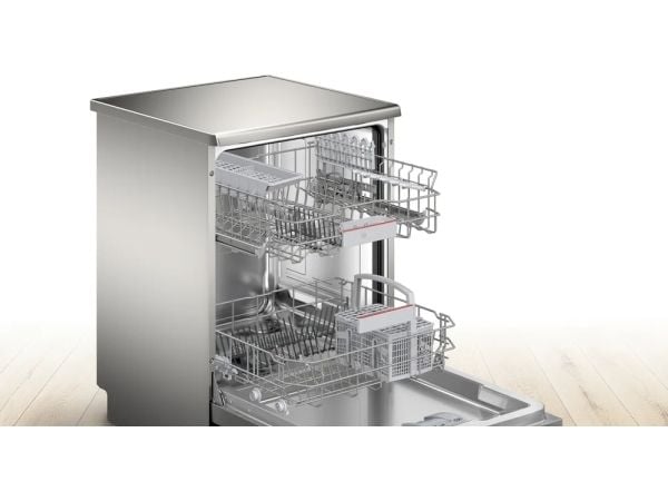 Bosch Serie 4 SMS4EKI06E, Frittstående, Full størrelse (60 cm), Rustfritt stål, Sort, Rustfritt stål, Knapper, LCD