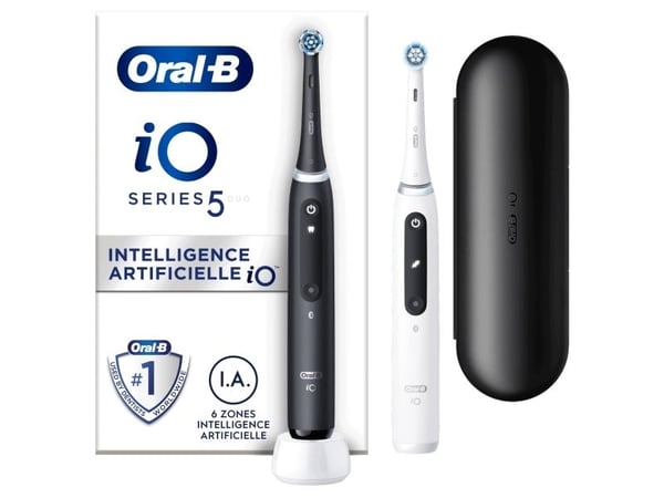 Oral-B iO Series 5 Duo elektriske tannbørster - svart og hvit
