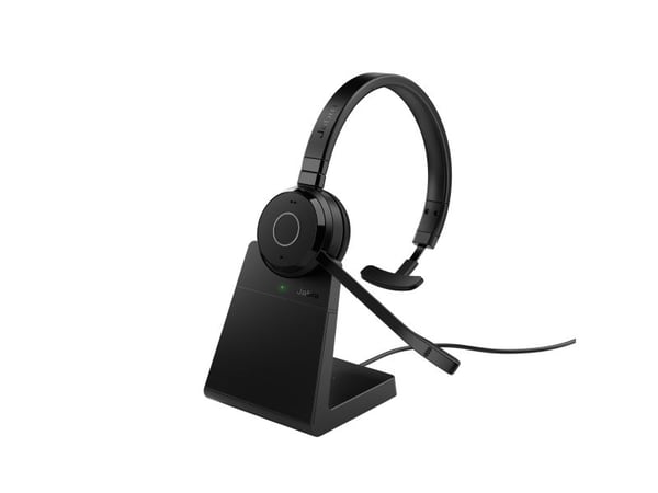 Jabra Evolve 65 TE Mono - Hodesett - on-ear - Bluetooth - trådløs - USB-A via Bluetooth-adapter - lydisolerende - UC-sertifisert