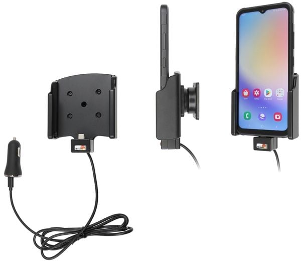 Brodit Active holder with cig-plug - Billaderholder + bilstrømadapter - 60 watt - 7 A - 2 utgangskontakter (24 pin USB-C, USB)