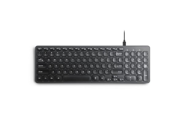 Perixx langallinen näppäimistö PERIBOARD-215 saksinäppäimistö, erittäin litteä, musta, 4x HUB (2x USB-A, 2x USB-C)