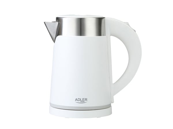 Adler AD 1372W, 0,6 l, 800 W, Metallisk, Hvit, Polypropylen (PP), Rustfritt stål, Vannivåindikator, Trådløs