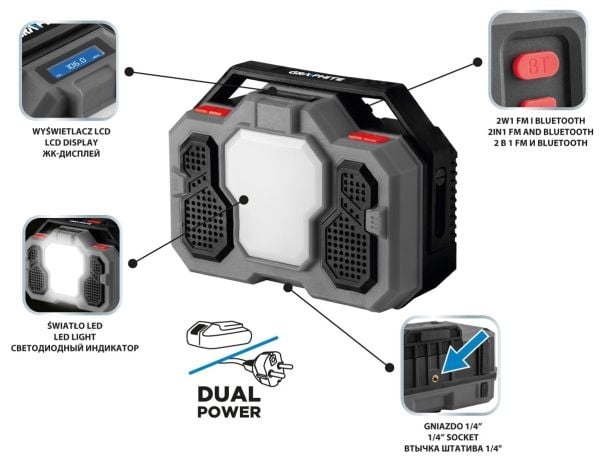 Grafitt byggeplassradio Energy+ batteri-nettverksradio 18V, Li-lon, uten batteri 58GE104