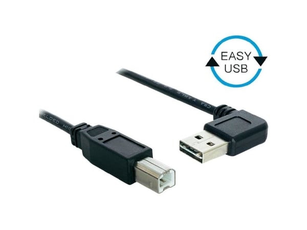 Delock EASY-USB - USB-kaapeli - USB Type B (han) til USB (han) - 1 m - 90° stikforbindelse - lajittelu