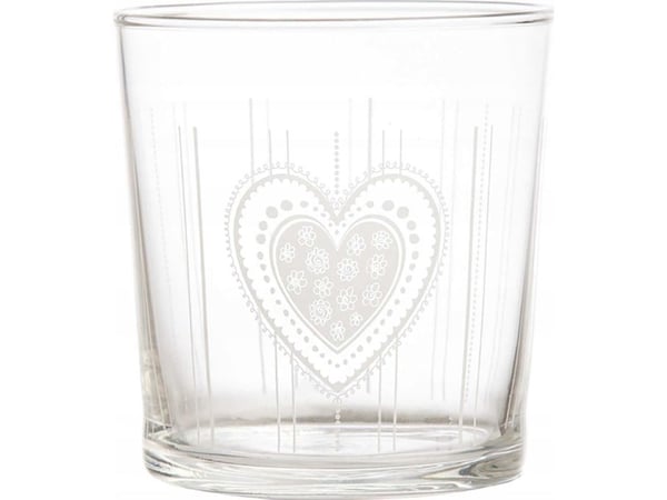 LA PORCELLANA BIANCA BABILA sett med 6 hjerteformede glass 350 ml