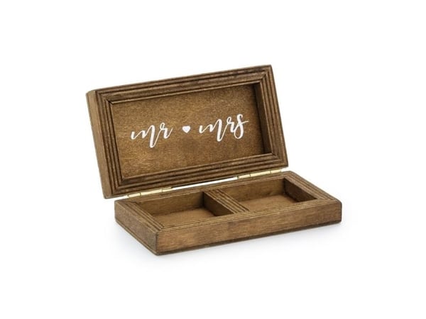 PartyDeco Ring Box Hochzeit, tre, monokromatisk, tre, bordplate, 100 mm, 55 mm