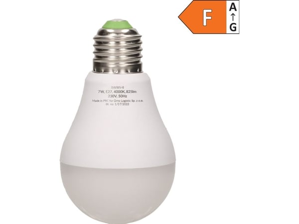 Orno THAR LED NEW 7W A60 lyspære med mikrobølgesensor bevegelse 825lm 4000K E27
