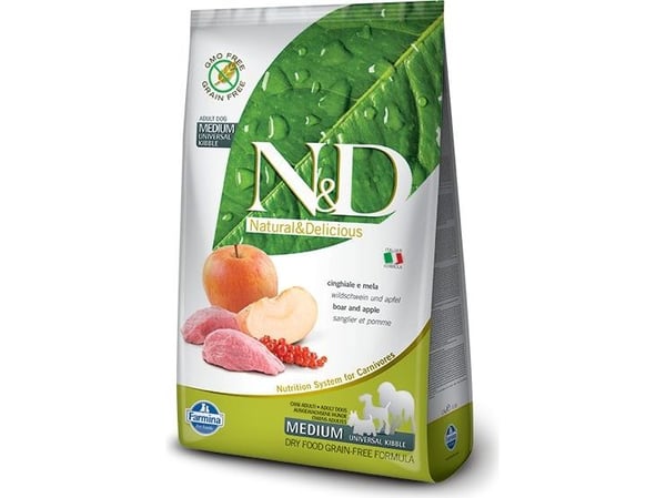 FARMINA N&amp;D PRIME DOG WILD BOAR AND APPLE AIKUINEN MEDIUM &amp; MAXI 12 kg