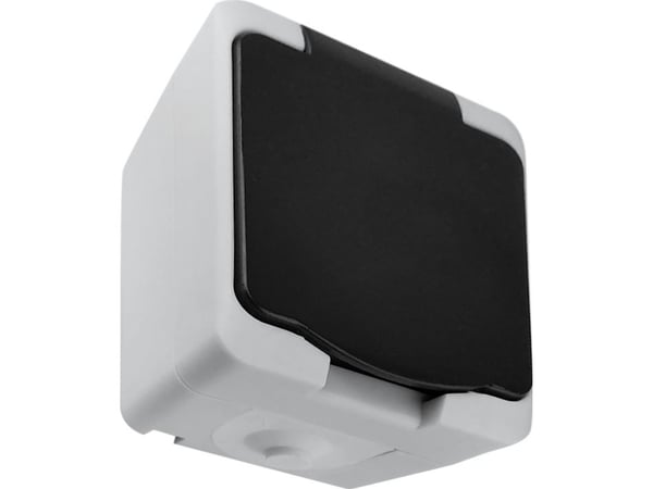 Orno uttak 2P+Z AQUATIC MINI IP54 hvit-svart, 10 stk