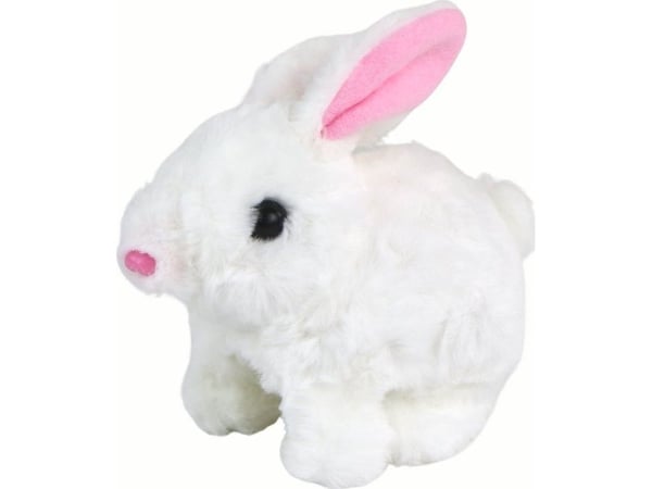 LeanToys Walking Bunny lyhytkarvainen interaktiivinen lelu valkoinen