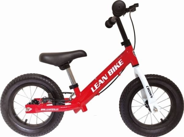 LeanToys balansesykkel CROWN rød oppblåsbare hjul