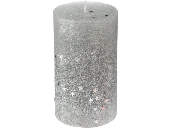 Fééric lys og julelysestaker runde med stjerner str. L sølv 12 cm