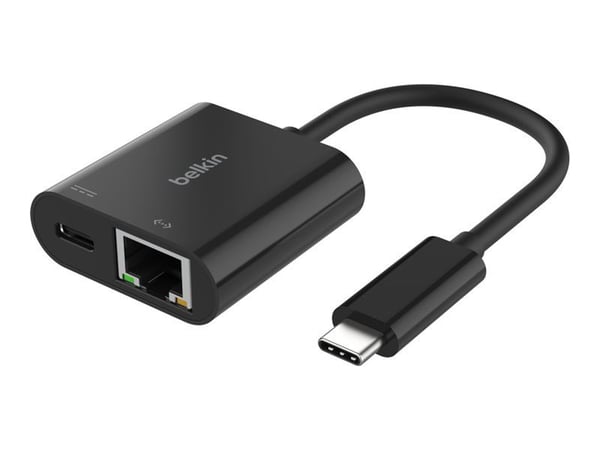 Belkin - Nettverksadapter - USB-C - Gigabit Ethernet x 1 + USB-C (bare strøm) x 1