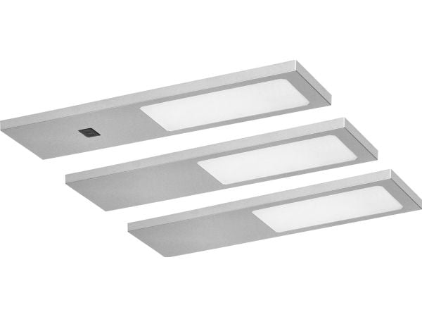 Orno PLANA 3 LED-kaappivalaisinta, 3x4W, 3x240lm, 4000K, kosketuksettomalla kytkimellä, harmaa