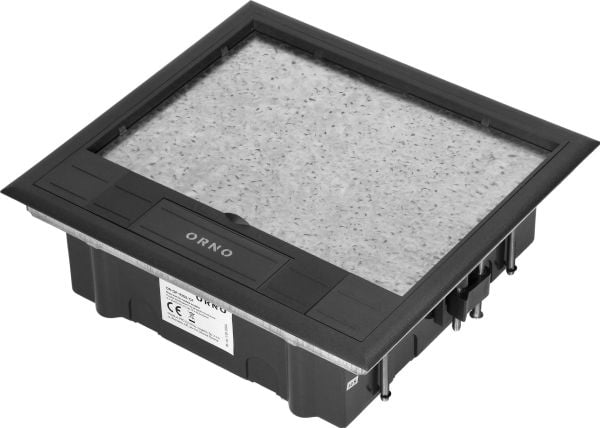 Orno golvbox för modulkontakter 6 x 45x45 mm eller 12 x 22,5x45 mm, lock: eget material, svart