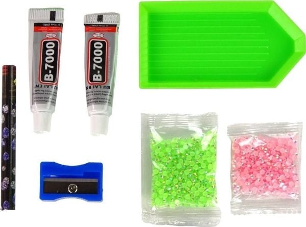 LeanToys DIY diamant-sett rein DIY krystallstener nøkkelring 3D grønn