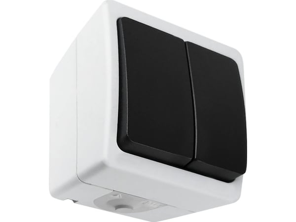Orno Kaksinapainen kytkin AQUATIC MINI IP 54 Valkoinen-musta, 10 kpl, 10 kpl