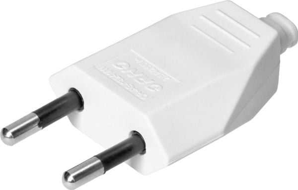 Orno Litteä pistoke ilman maadoitusta, 2,5A, 250V, valkoinen polykarbonaatti, 50 kpl.
