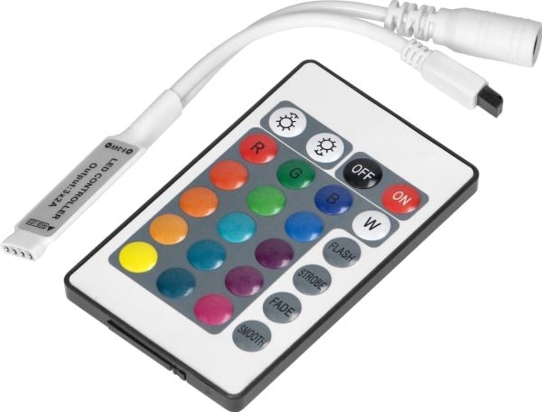 Orno trådløs kontroller for LED-list RGB med fjernkontroll, 24 knapper, 12V, 6A, 72W