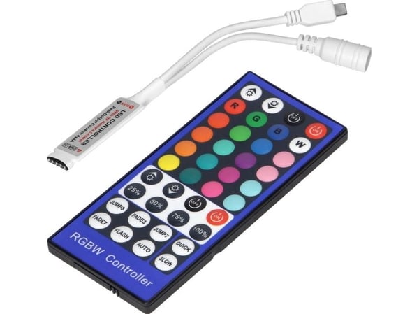 Orno trådløs LED RGBW-styring med fjernkontroll, 40 knapper, 12V, 8A, 96W