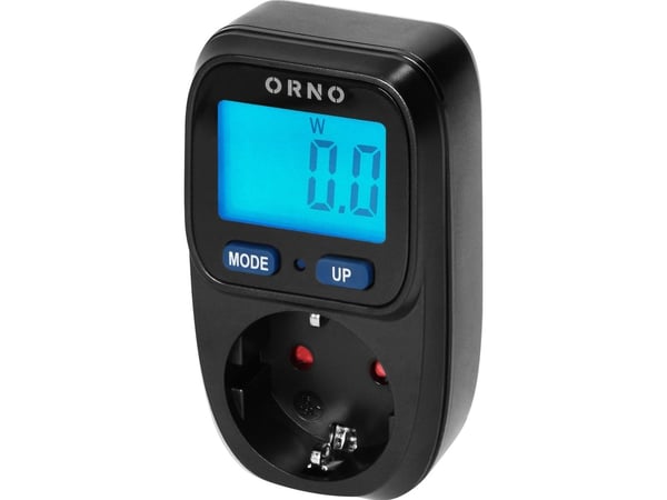 Orno Wattmeter, energialaskuri taustavalaistulla LCD-näytöllä, Schuko-versio, musta
