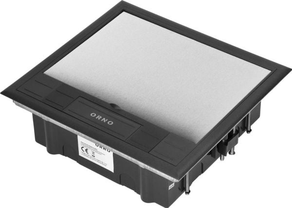 Orno golvbox för moduluttag 6 x 45x45mm eller 12 x 22,5x45mm, lock: rostfritt stål, svart
