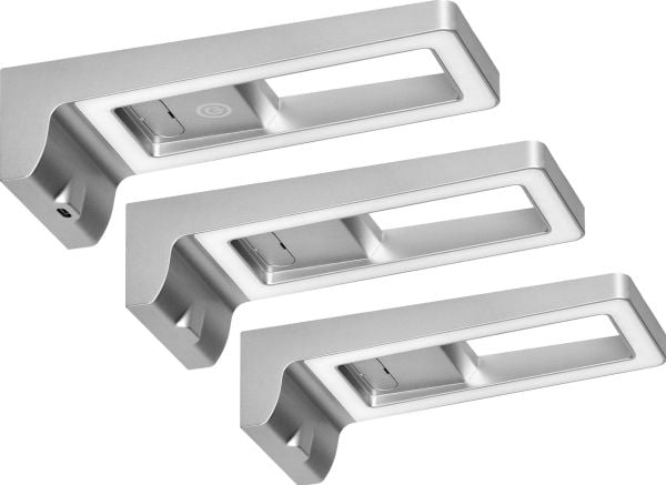 Orno ARTUS LED underskapsbelysning 3 lamper, 3x3W, 3x225lm, 4000K, touch-bryter og USB, grå