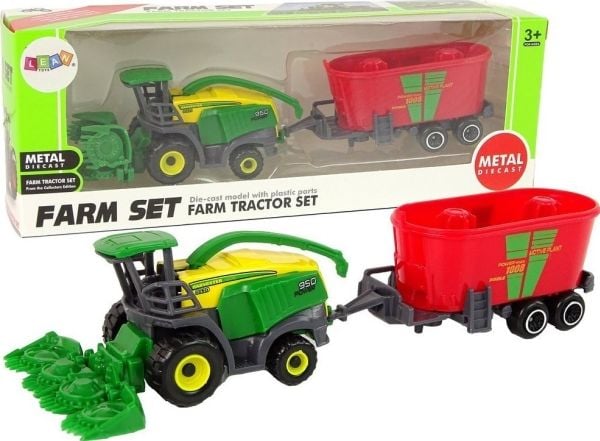 LeanToys Combine with Trailer maatalouskone Vihreä Punainen