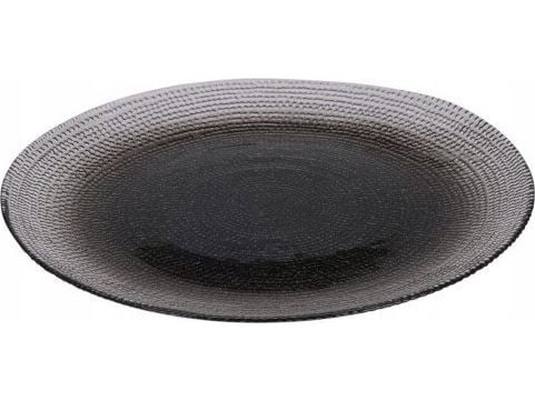 Koopman flat tallerken i glass svart tonad dekor 21 cm