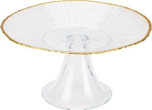 Koopman Dekorativt tårtfat av glas på ben 21 cm med guldkant Koopman Dekorativt tårtfat av glas på ben 21 cm med guldkant
