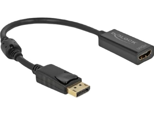 Delock - Videoadapter - DisplayPort han haspet til HDMI hun - 20 cm - lajittelu - passiv, 4K30 Hz tuki