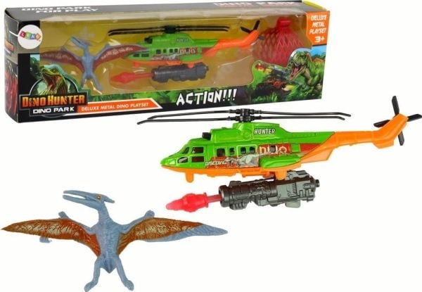 LeanToys set grön helikopter transport dinosaurie från Dino Park LeanToys set grön helikopter transport dinosaurie från Dino Park
