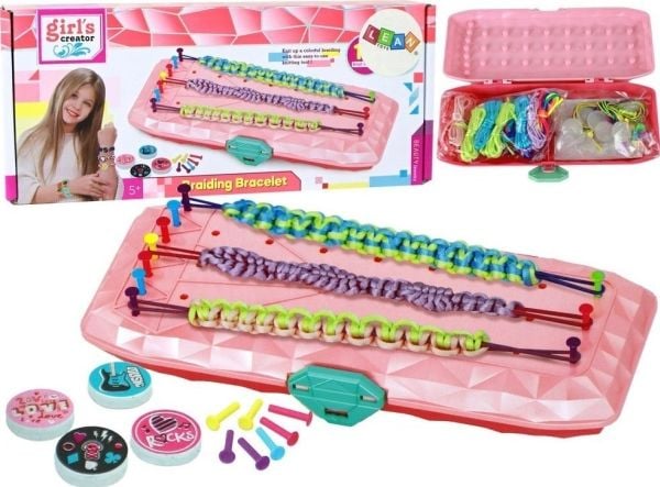 LeanToys sett for å lage armbånd, puddelboks, rosa