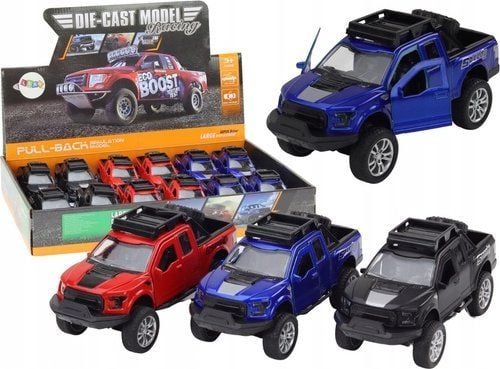 LeanToys aluminium terrengbil: rød/blå/svart