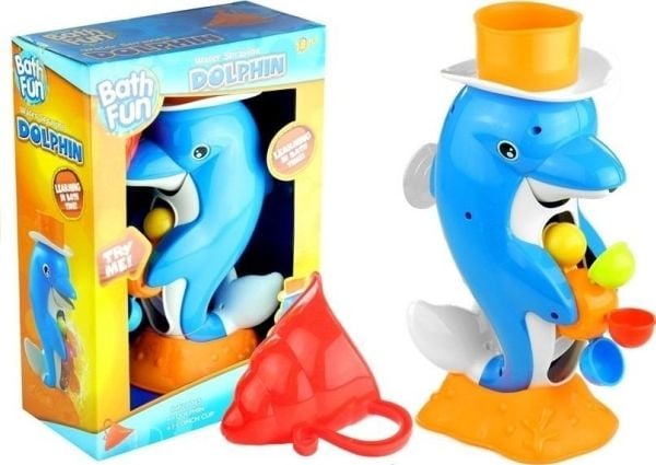 LeanToys delfin lekespinn/karusell til badekar/basseng med fontene