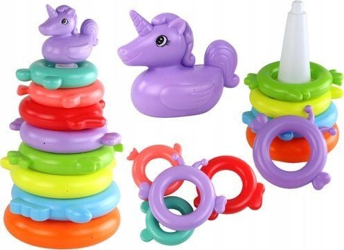 LeanToys pyramide enhjørning stable-/leggesett 8 klosser fargerik 29 cm x 14 cm x 14 cm