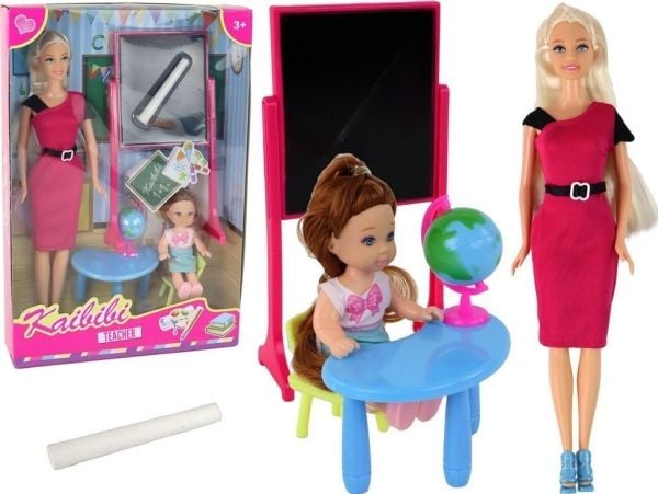 LeanToys Teacher Pupil Doll Koulun tarvikkeet