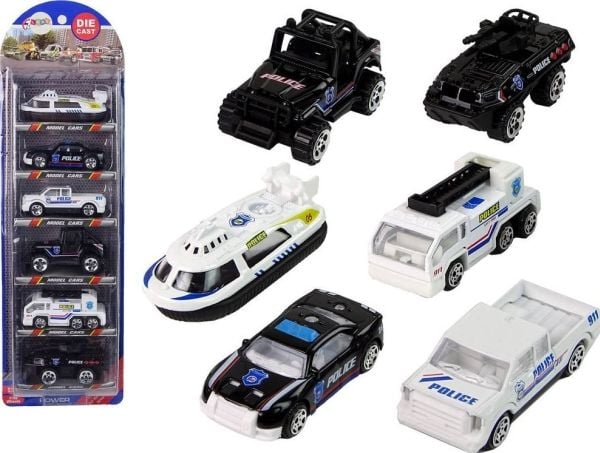 LeanToys kjøretøysett biler politi utrykning 1:64