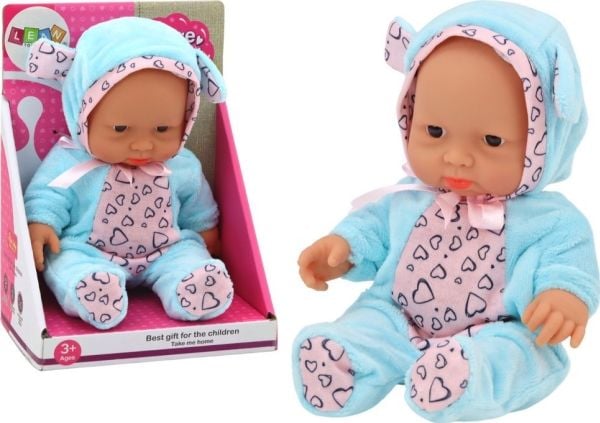 LeanToys dukkeutstyr: babyklær sett med lue, sløyfe og ører, blå