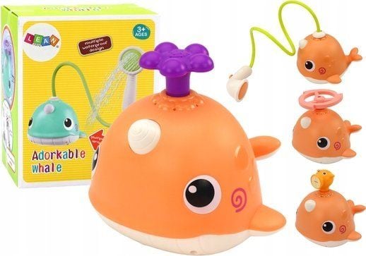 LeanToys Whale Bath Toy 3 Tips Oransje