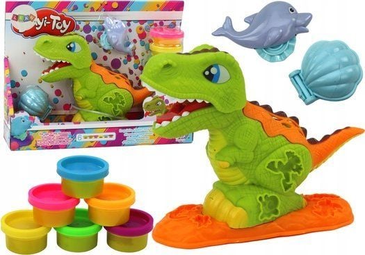 Lean Toys dinosaur plastilin-sett med 6 farger og former