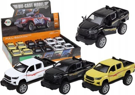 LeanToys offroad-bil i aluminium, hvit/sort/gul