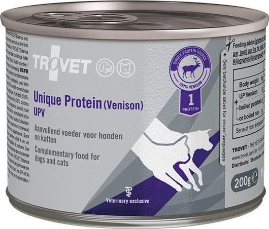 Trovet Trovet Trovet Unique Protein UPV Villiriista koirille ja kissoille 200g tölkki 200g