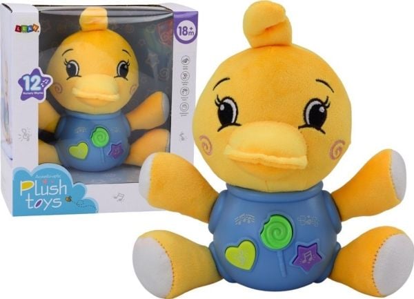 LeanToys Plush Duck Interaktiivinen pehmolelu Keltainen leikkivä 19 cm