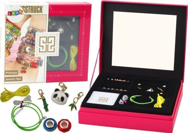 LeanToys smykkesett for å lage armbånd med anheng, perler